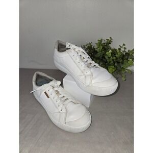 Dr Scholls White Leather Lace Up Sneakers Casual Comfort Size 8M